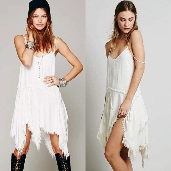 Free People Dresses & Skirts - Free People Tattered Up Frayed Trapeze Slip Dress